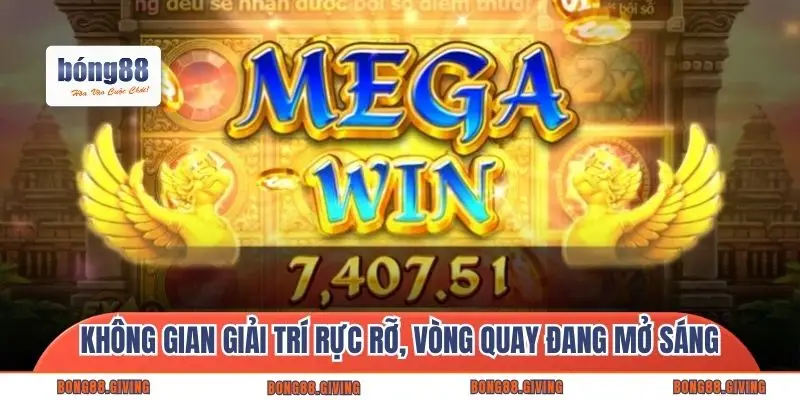 Không gian giải trí rực rỡ, vòng quay đang mở sáng